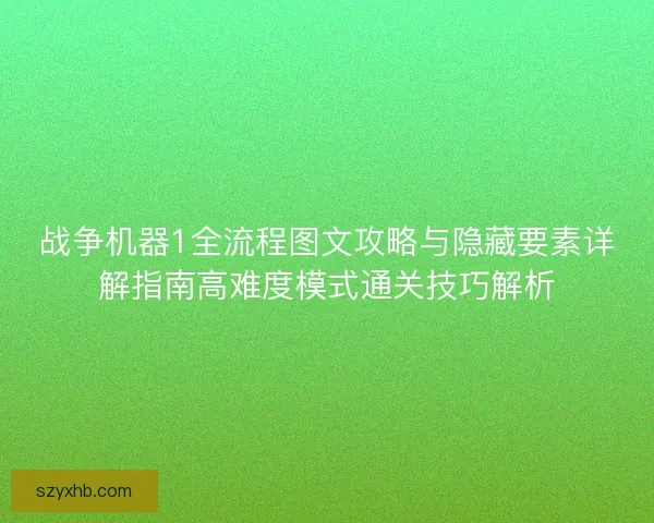 战争机器1全流程图文攻略与隐藏要素详解指南高难度模式通关技巧解析