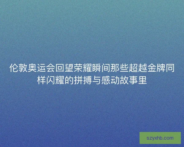 伦敦奥运会回望荣耀瞬间那些超越金牌同样闪耀的拼搏与感动故事里