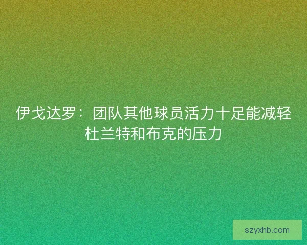 伊戈达罗:团队其他球员活力十足能减轻杜兰特和布克的压力 伊戈达罗:团队其他球员活力十足能减轻杜兰特和布克的压力